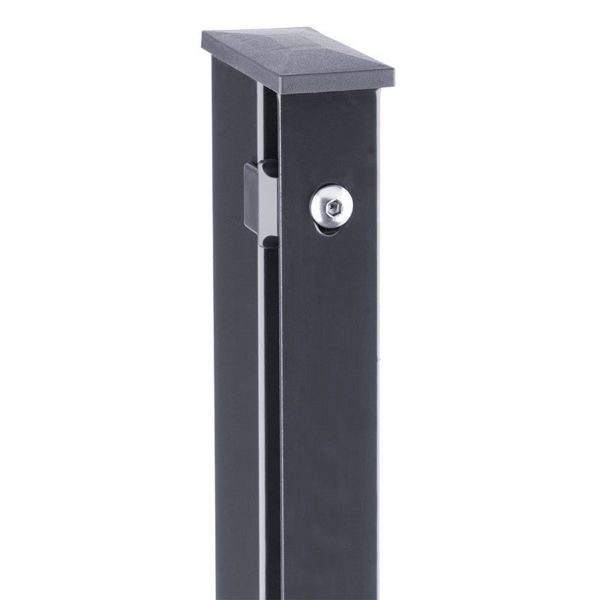 Eck-Pfosten m. Abdeckleisten, anthrazit, Zaunhöhe 83 cm