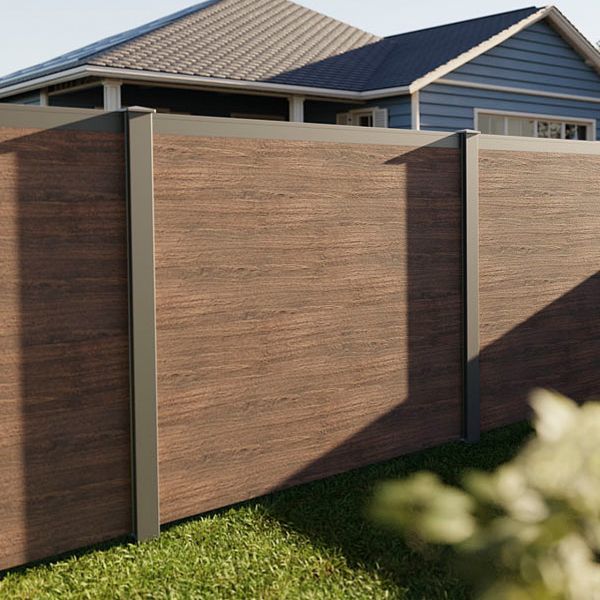 ALU Steckzaun Set CORE, Klickprofile 14cm, dark oak