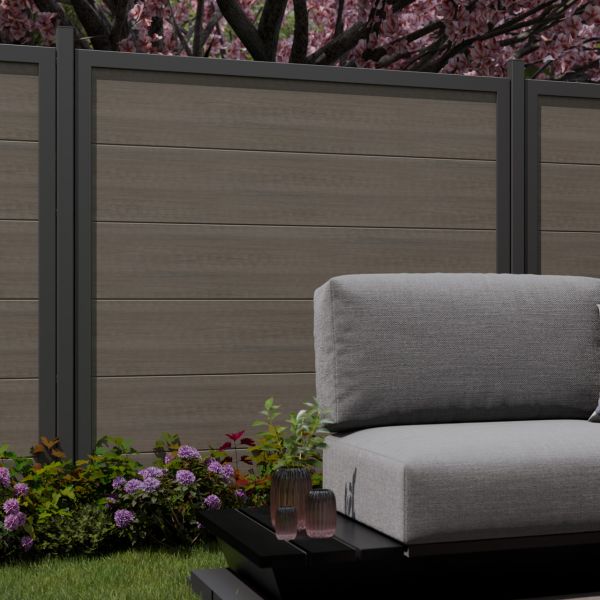 BasicLine NOVA PVC-Steckzaun mit Rahmen, Monument Oak