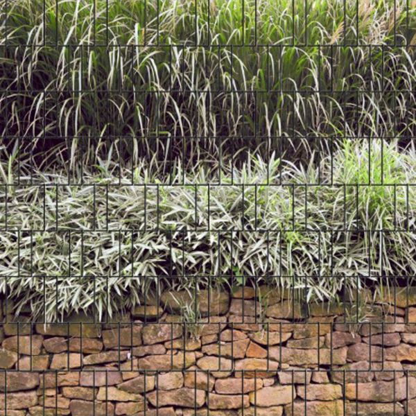 Sichtschutzstreifen bedruckt, Motiv Steinmauer &amp; Gräser