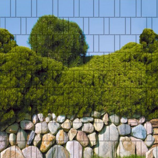 Sichtschutzstreifen bedruckt, Motiv Steinmauer & Pinien Mallorca
