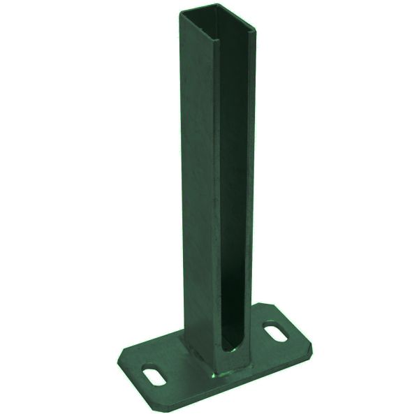 Montagefuß Fußplatte 150x80mm, grün zum Aufdübeln für Pfosten 60x40