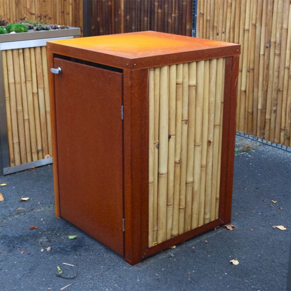 Mülltonnenbox Bambus, Cortenstahl-Corpus