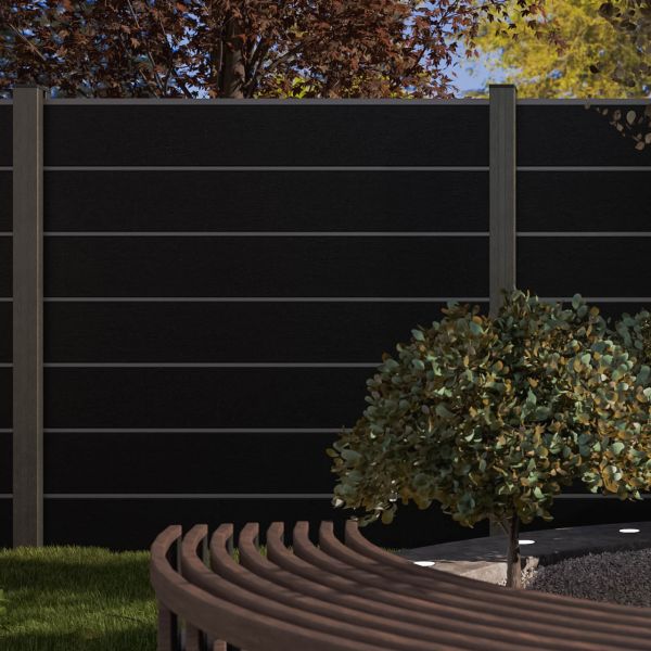 SOLID-XL Steckzaun BPC Premium, schwarz co-extrudiert