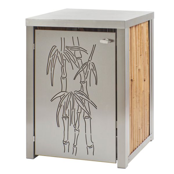 Mülltonnenbox Bambus, Edelstahl-Corpus