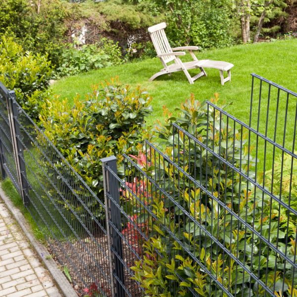 Doppelstabmattenzaun Set mit Pfosten H:120 cm, anthrazit