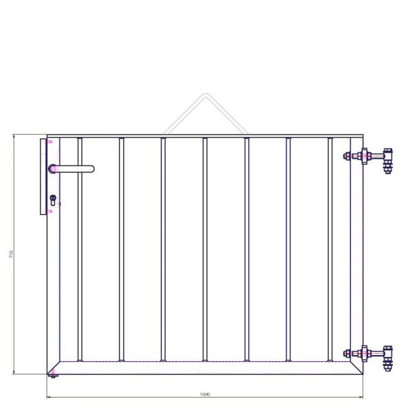 Pforte - Metallzaun Gartenstraße Winkel H: 90cm