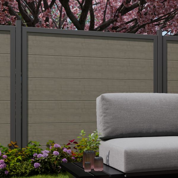 BasicLine NOVA PVC-Steckzaun mit Rahmen, Grey Ash