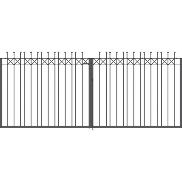 Toranlage 2-flügelig - Metallzaun Parkallee Classic Kugel H: 150cm