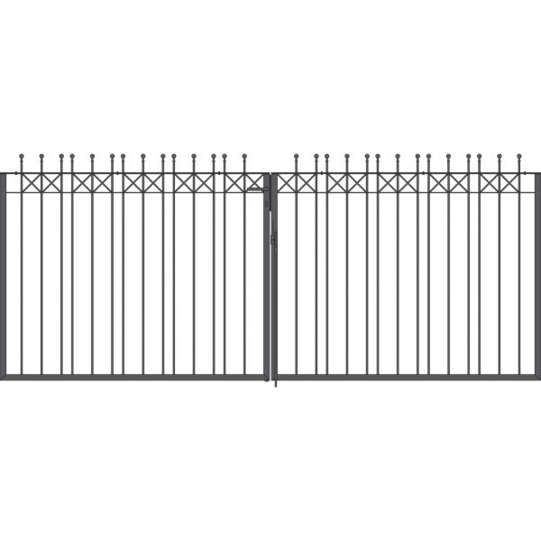 Toranlage 2-flügelig - Metallzaun Parkallee Classic Kugel H: 150cm